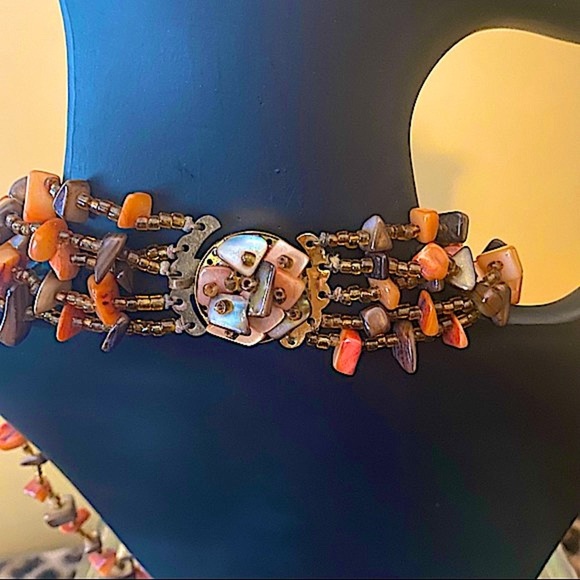 Vintage 5 strand amber stone necklace with beautiful clasp - Rare! - Picture 5 of 5